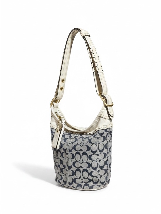 Coach Handbags - Coach 2007 Bleecker Signature Denim Bucket Bag Blue Canvas White Leather Y2K
